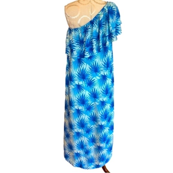 Vineyard Vines One Shoulder Electric Palm Dress Size 4 NWT - Picture 2 of 13